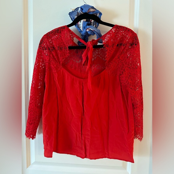 Sezane Adeline Rouge Blouse and Scarf Bundle Size 8/40 - Picture 3 of 4